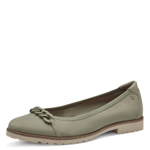 Green leather ballerina