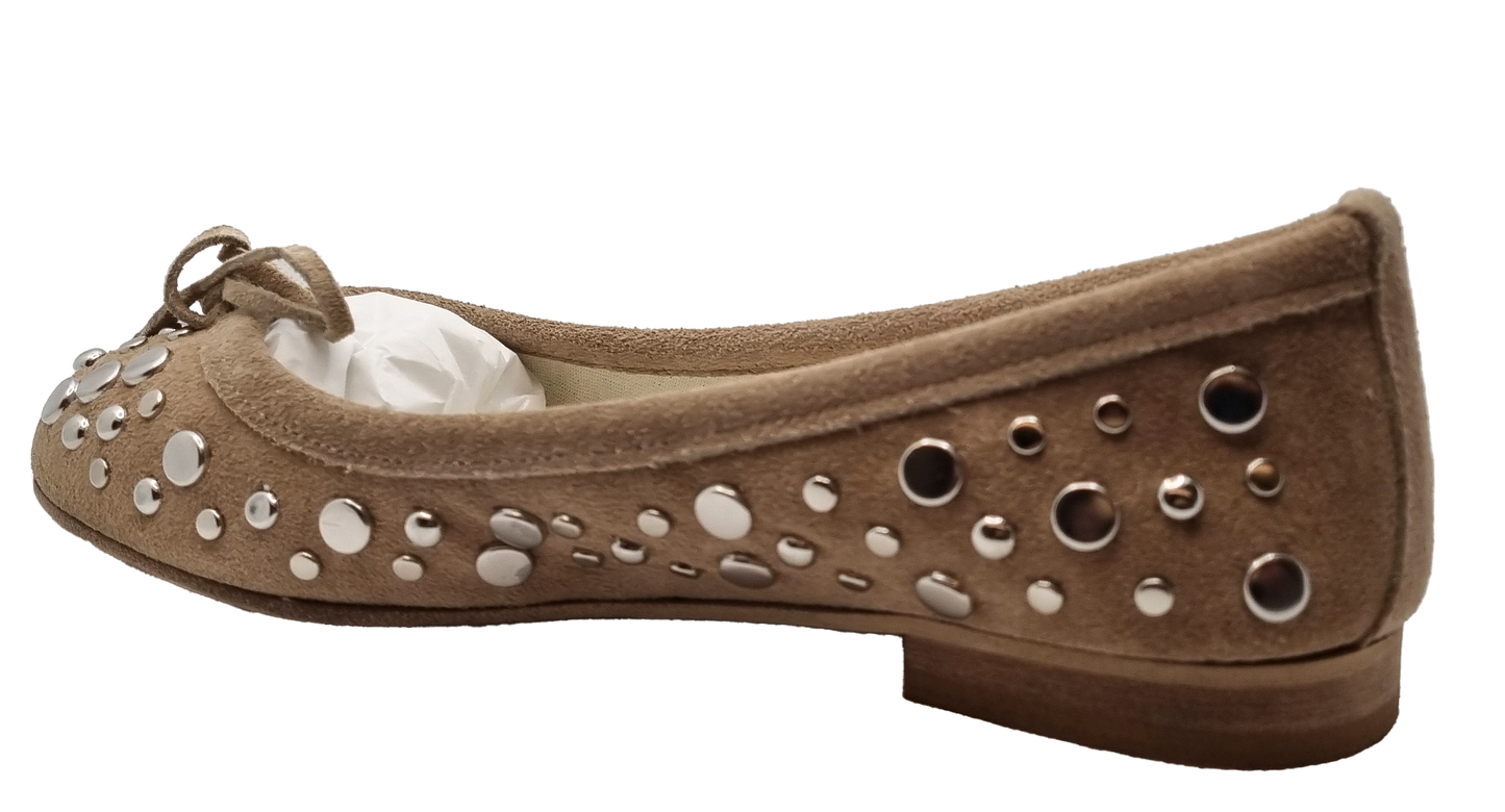 Mink Suede Ballerina with Studs