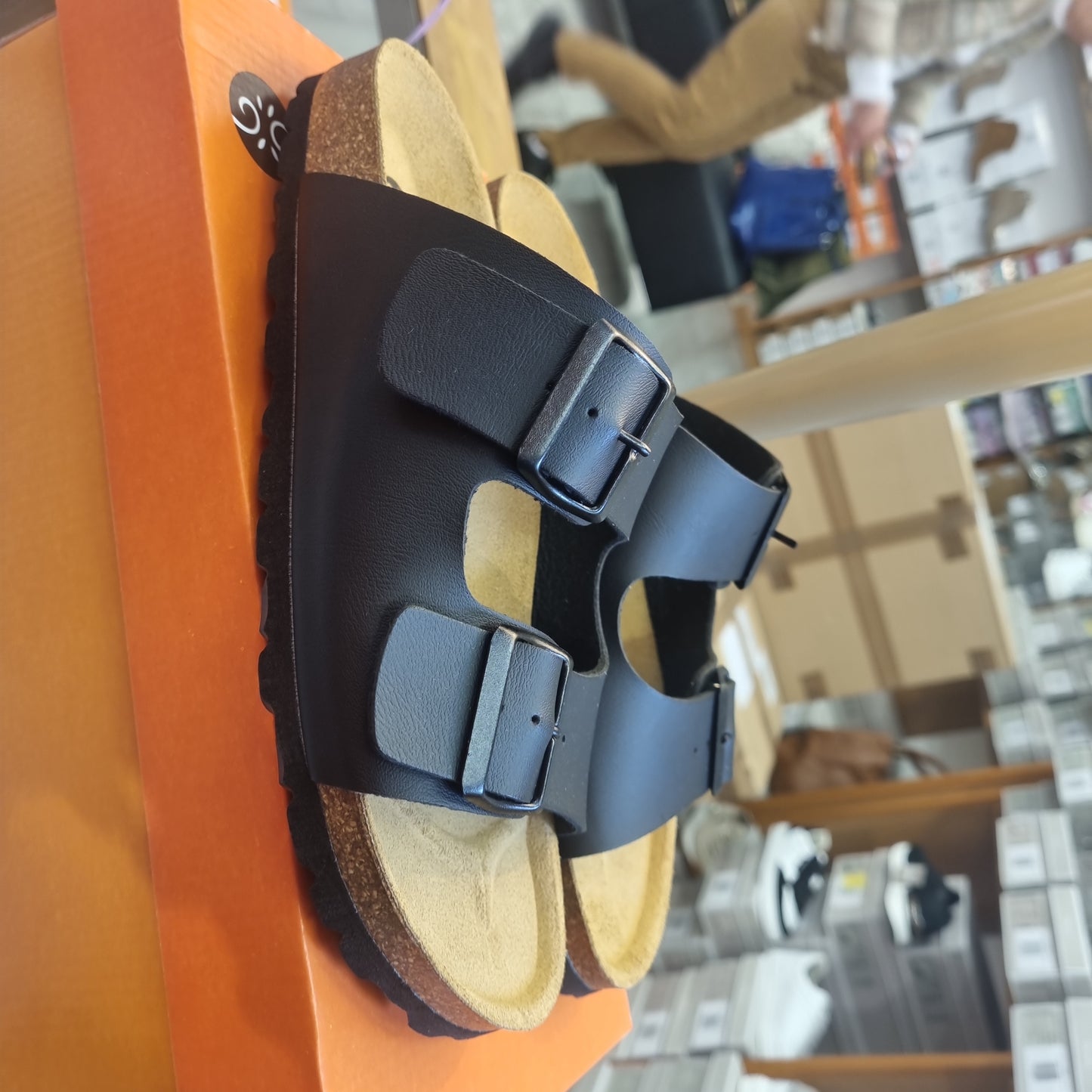 Black leather sandal