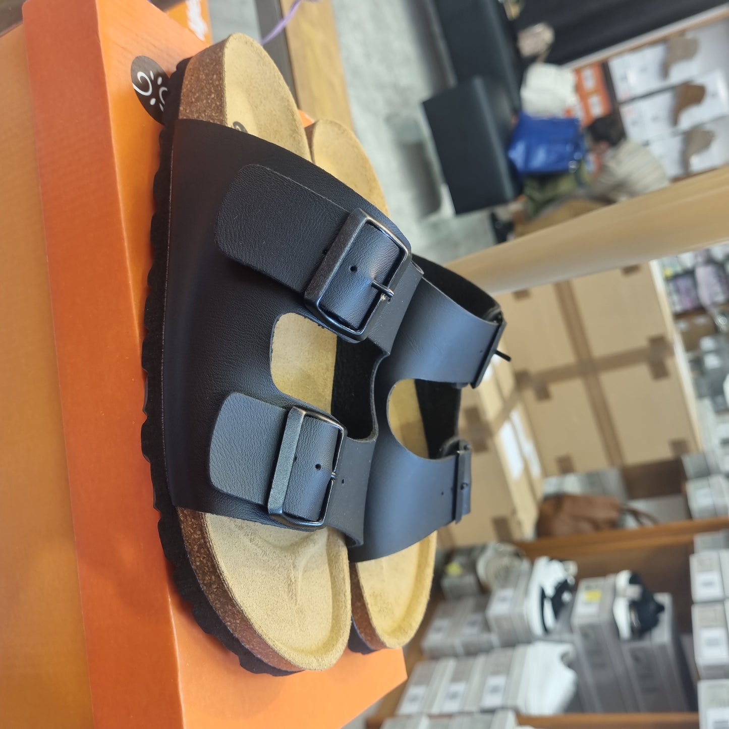 Black leather sandal