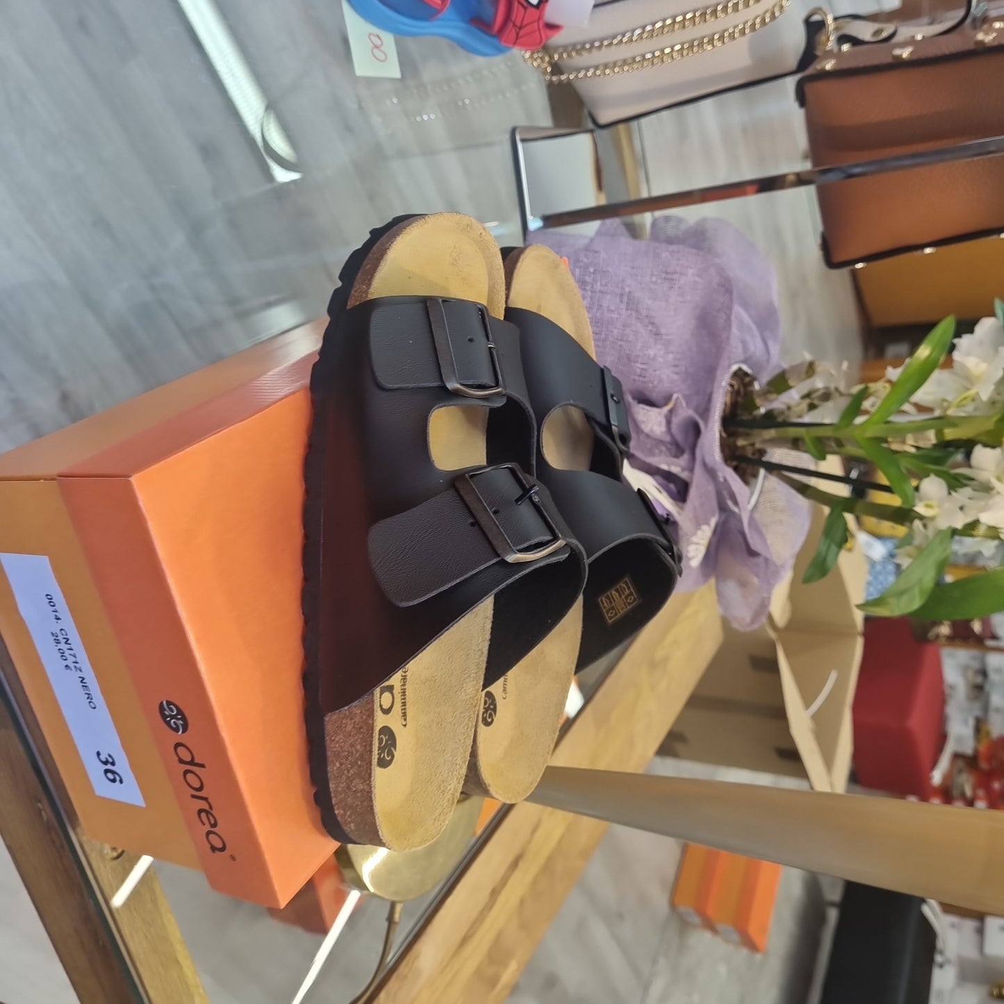 Black leather sandal