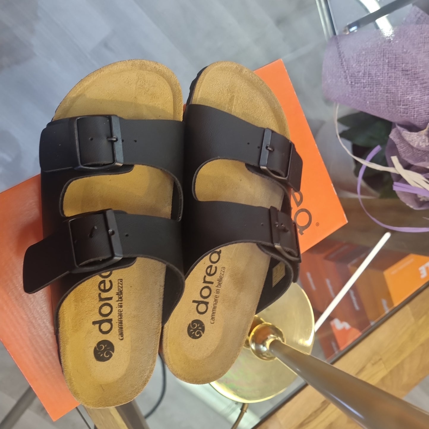 Black leather sandal