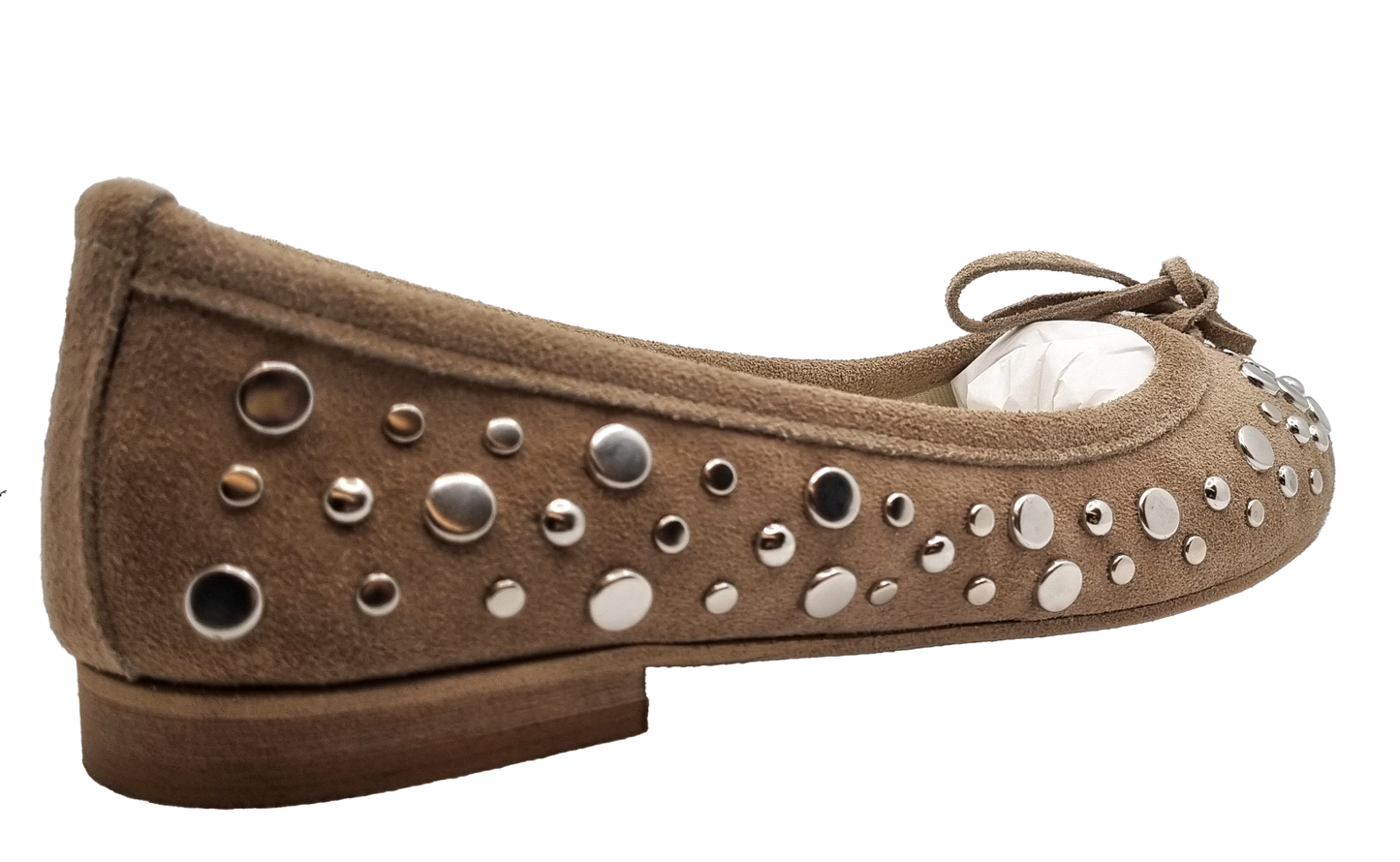 Mink Suede Ballerina with Studs