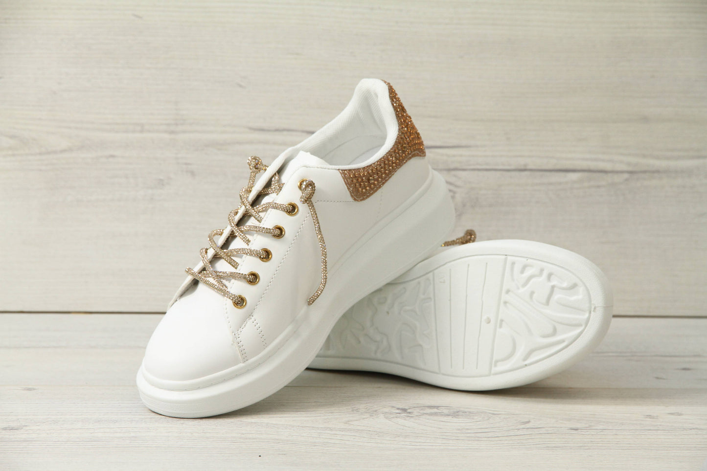 Platform sneakers with rhinestones