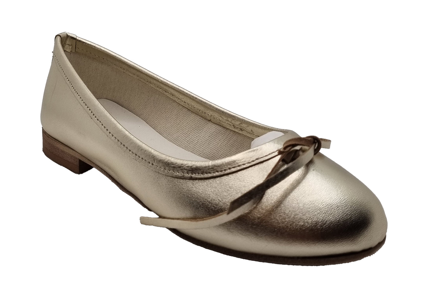 Platinum-colored ballerina flats