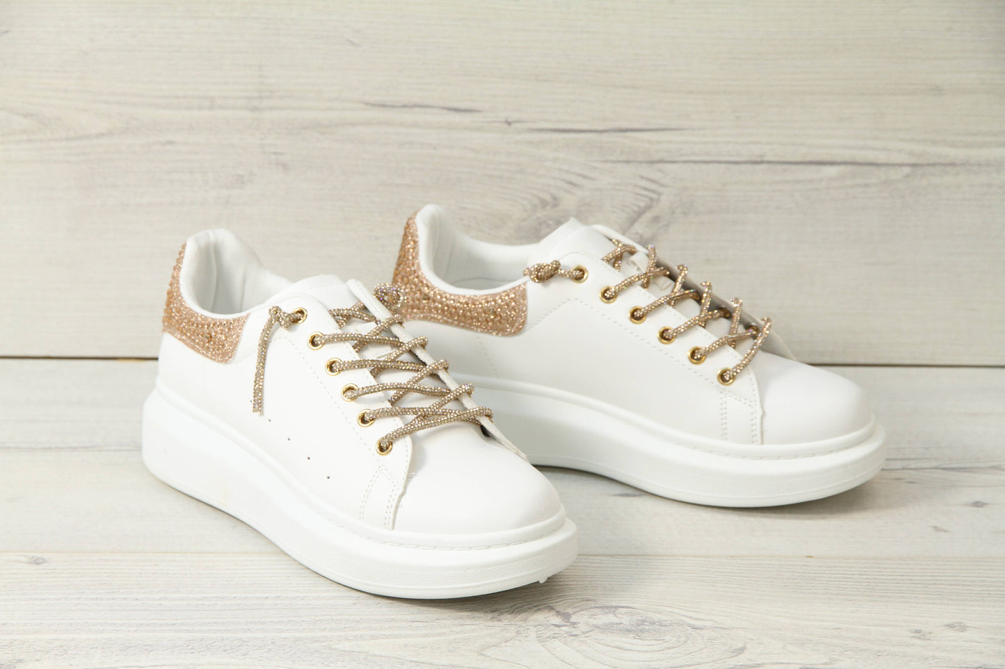 Platform sneakers with rhinestones