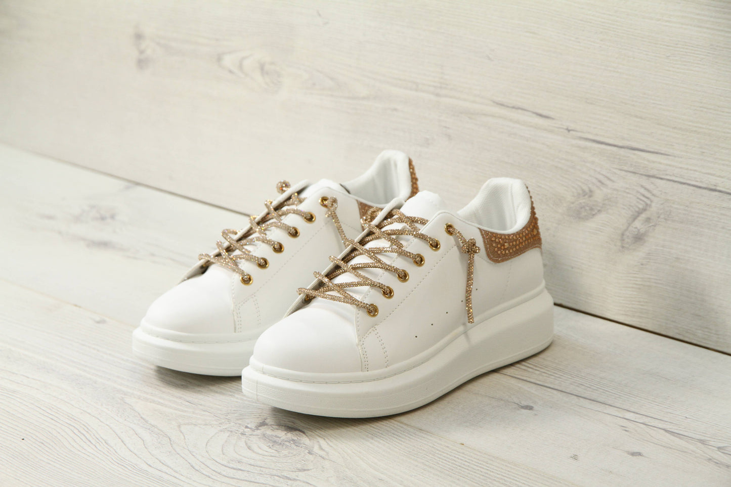 Platform sneakers with rhinestones