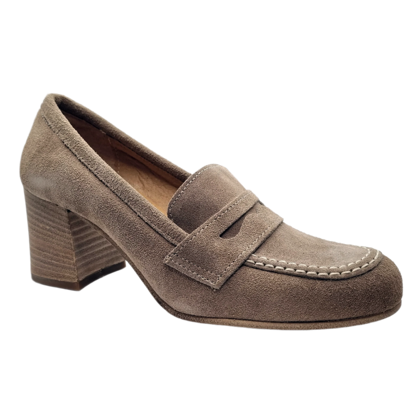Suede heeled moccasin