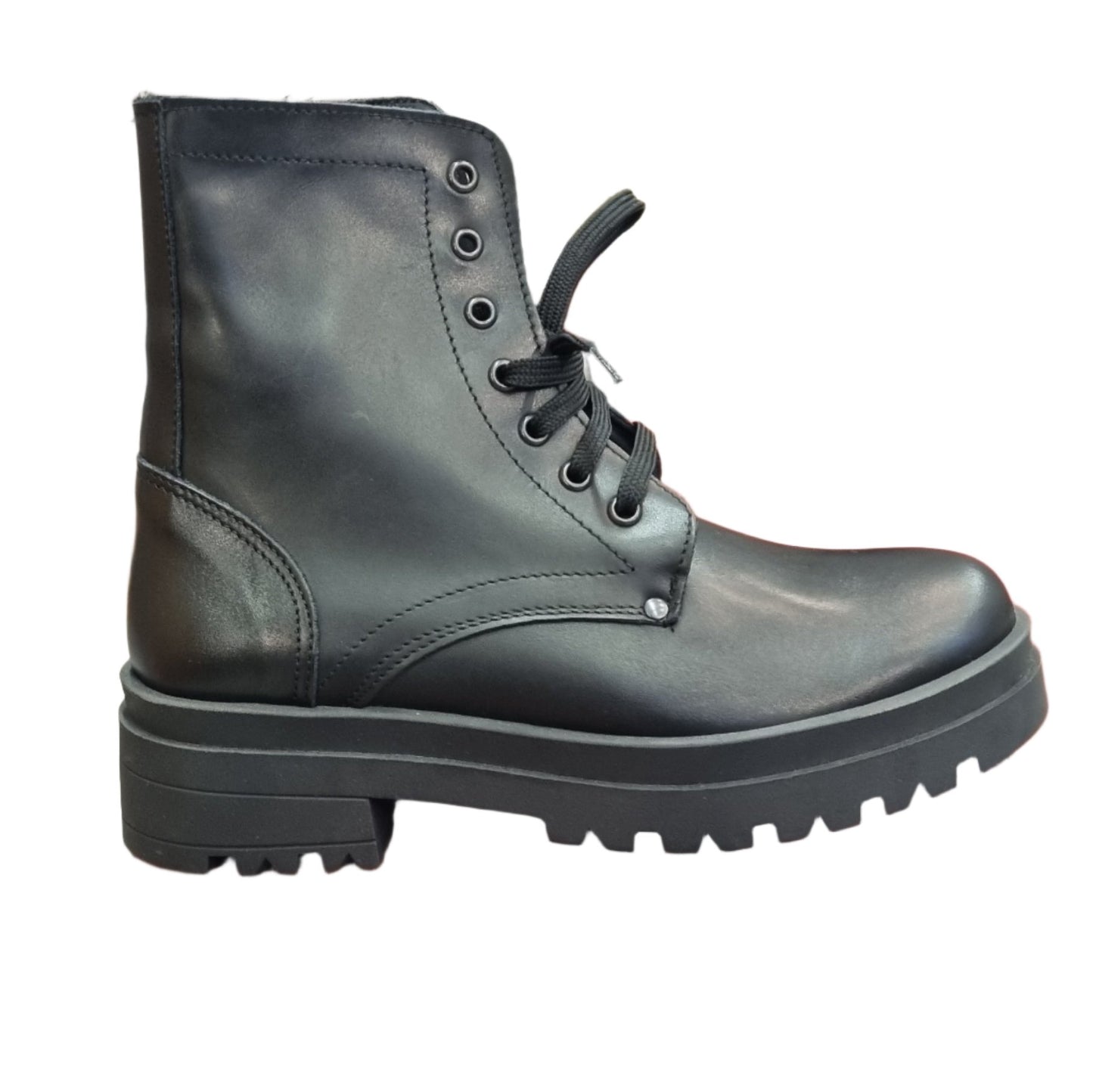 Black ankle boot, leather