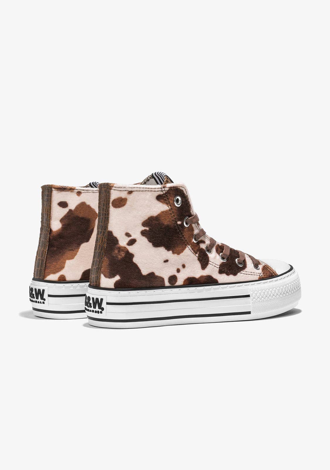 High platform sneakers in brown Nappa pony skin