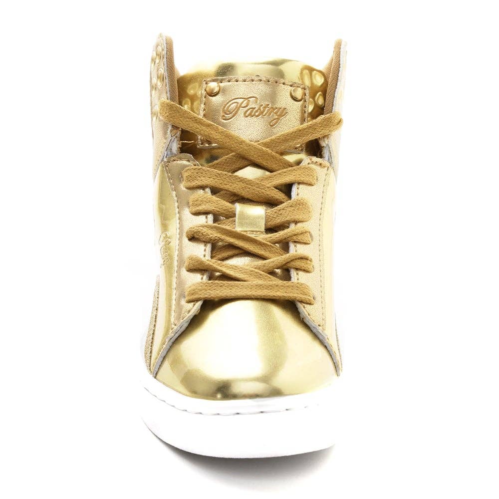 Women's Pastry Pop Tart Glitter Sneaker for Adults in Gold