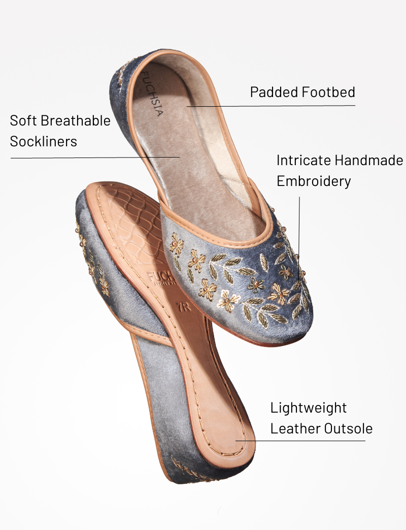 Hand-embroidered leather ballet flats