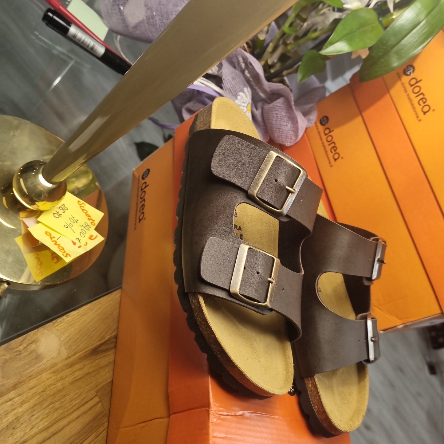 Dark brown leather sandals