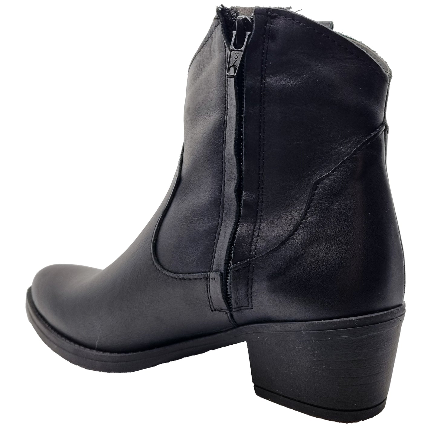 Black leather ankle boot