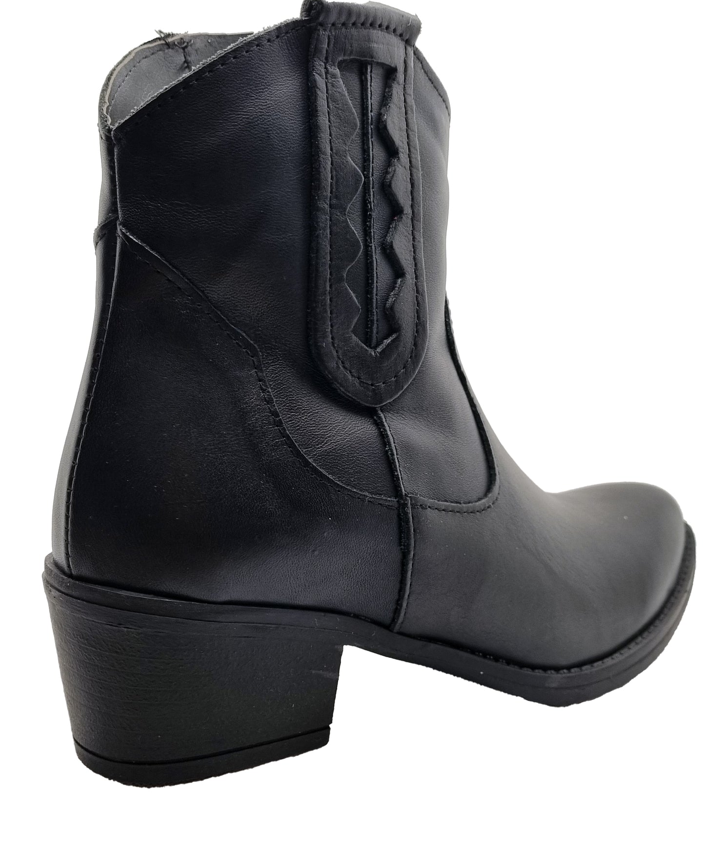 Black leather ankle boot