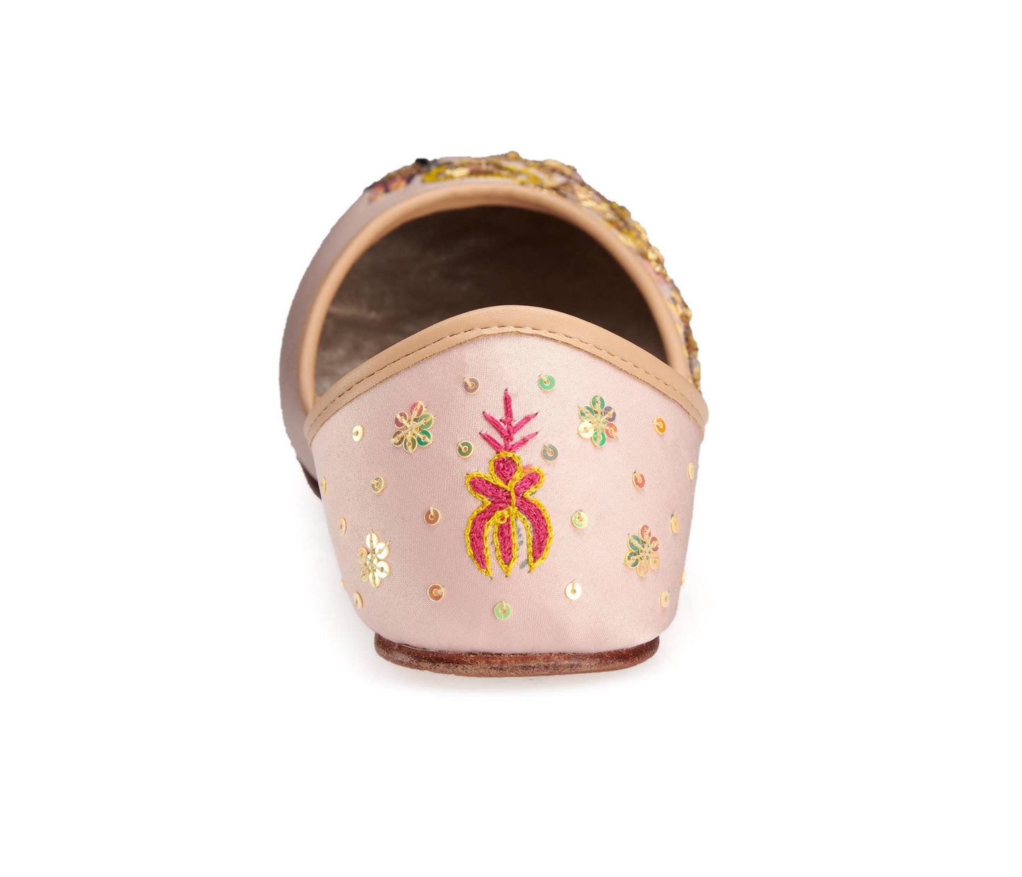 Hand-embroidered satin leather ballerinas