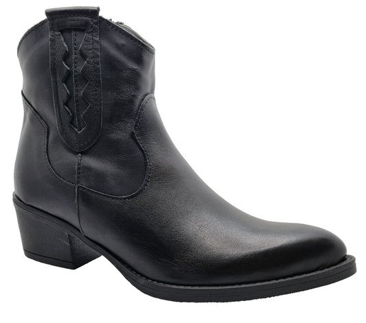 Black leather ankle boot