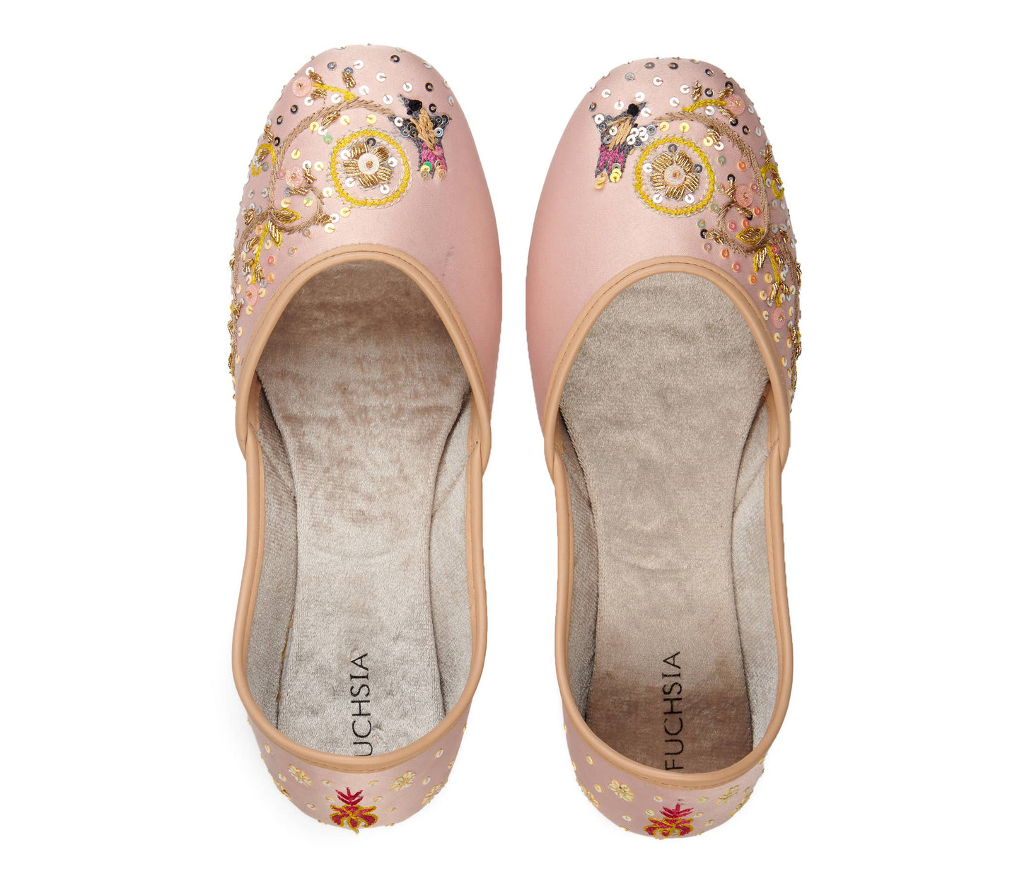 Hand-embroidered satin leather ballerinas