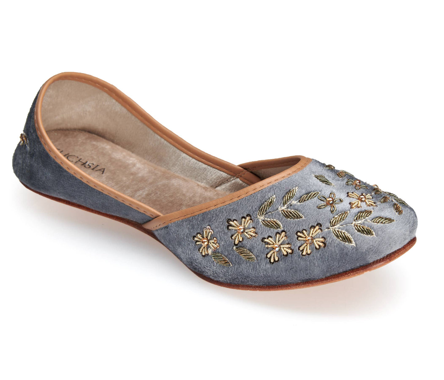 Hand-embroidered leather ballet flats