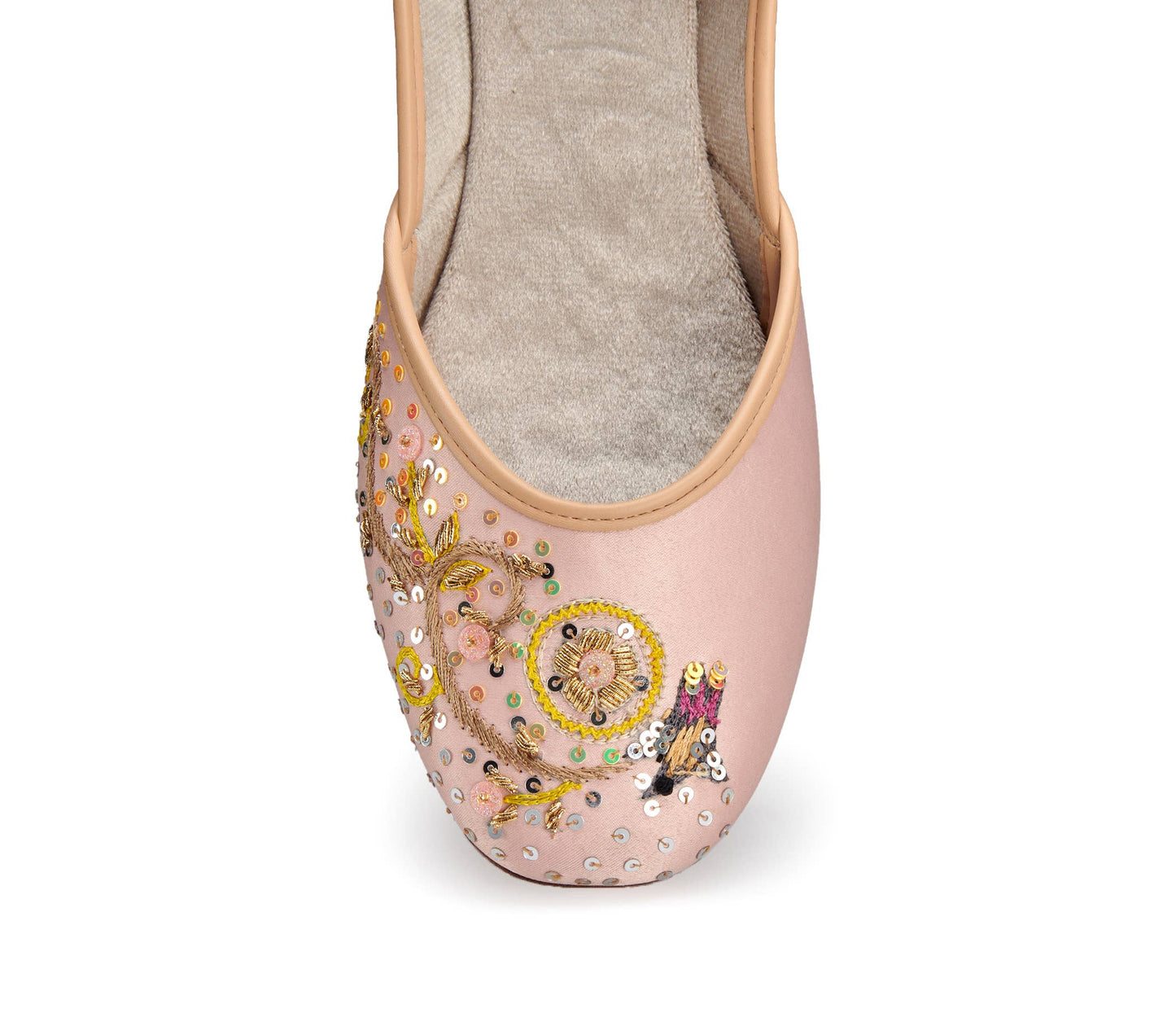 Hand-embroidered satin leather ballerinas