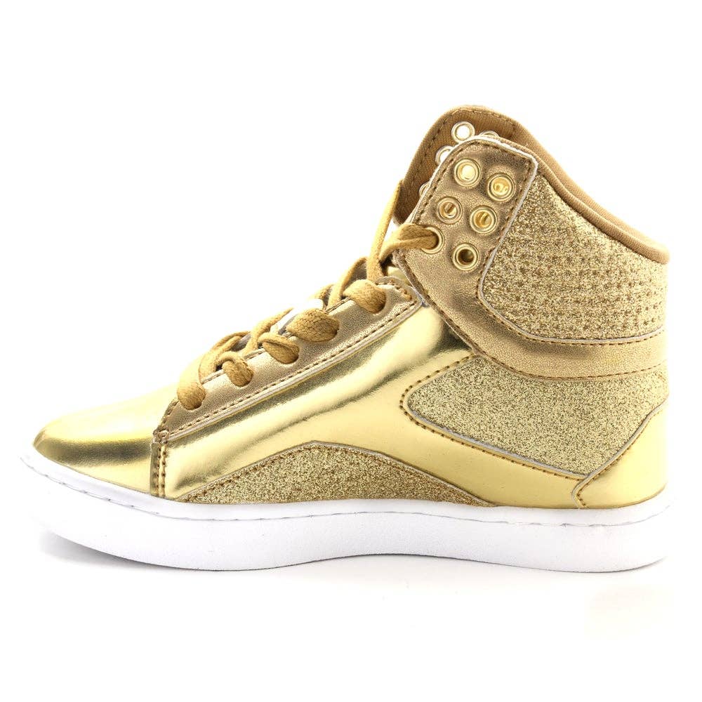 Women's Pastry Pop Tart Glitter Sneaker for Adults in Gold