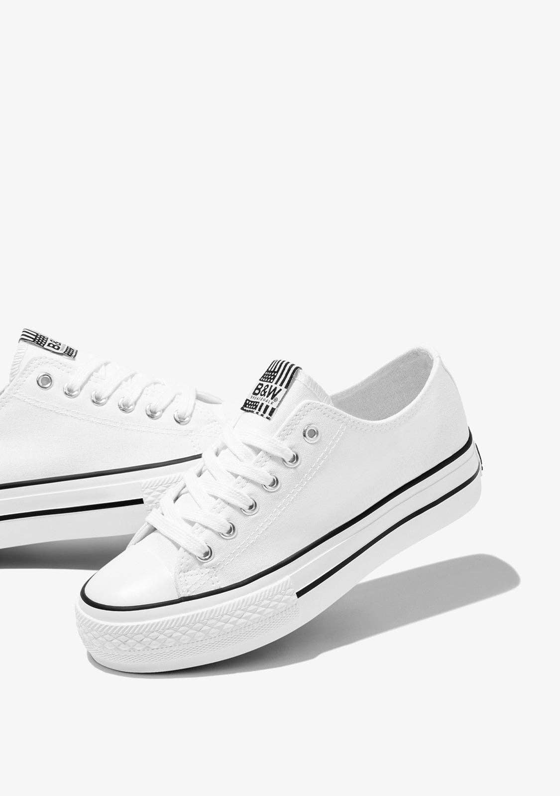 Sneakers B&W in tela bianca