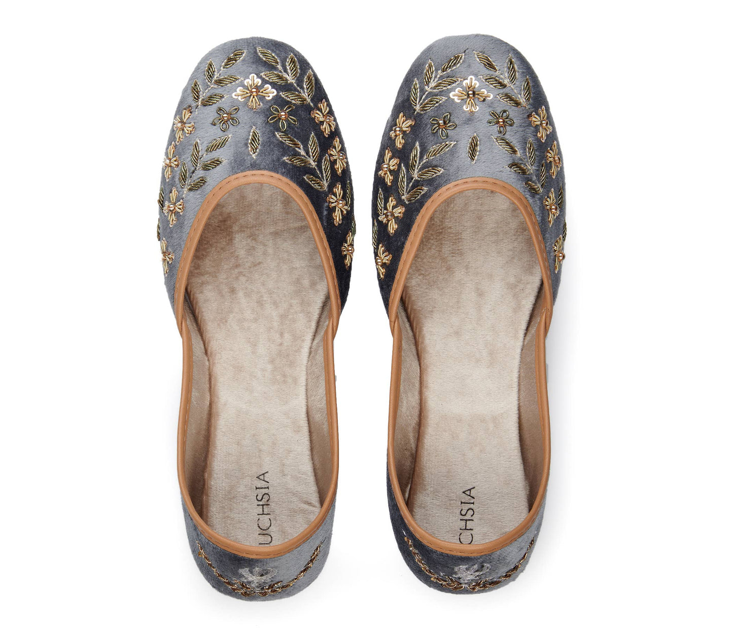 Hand-embroidered leather ballet flats