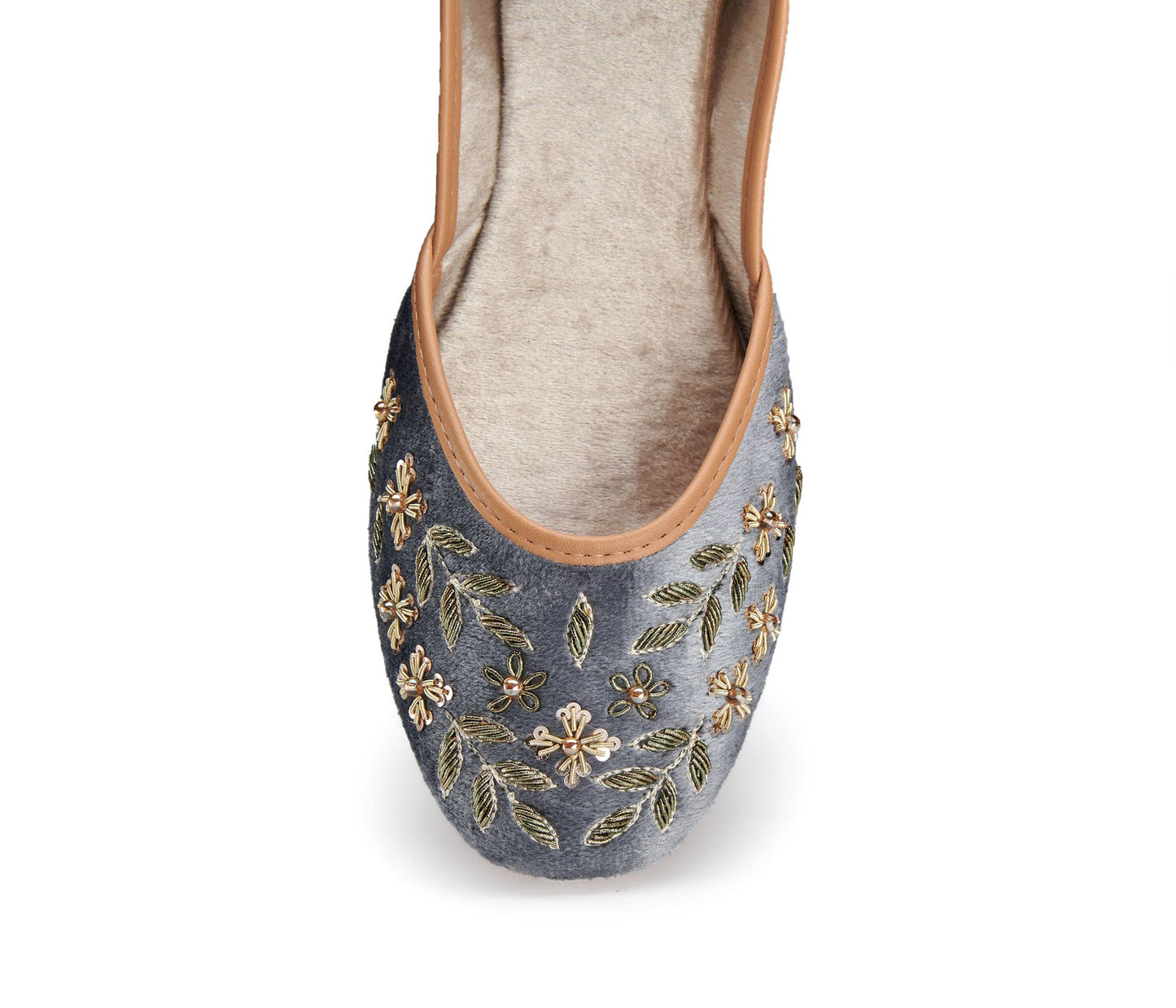 Hand-embroidered leather ballet flats