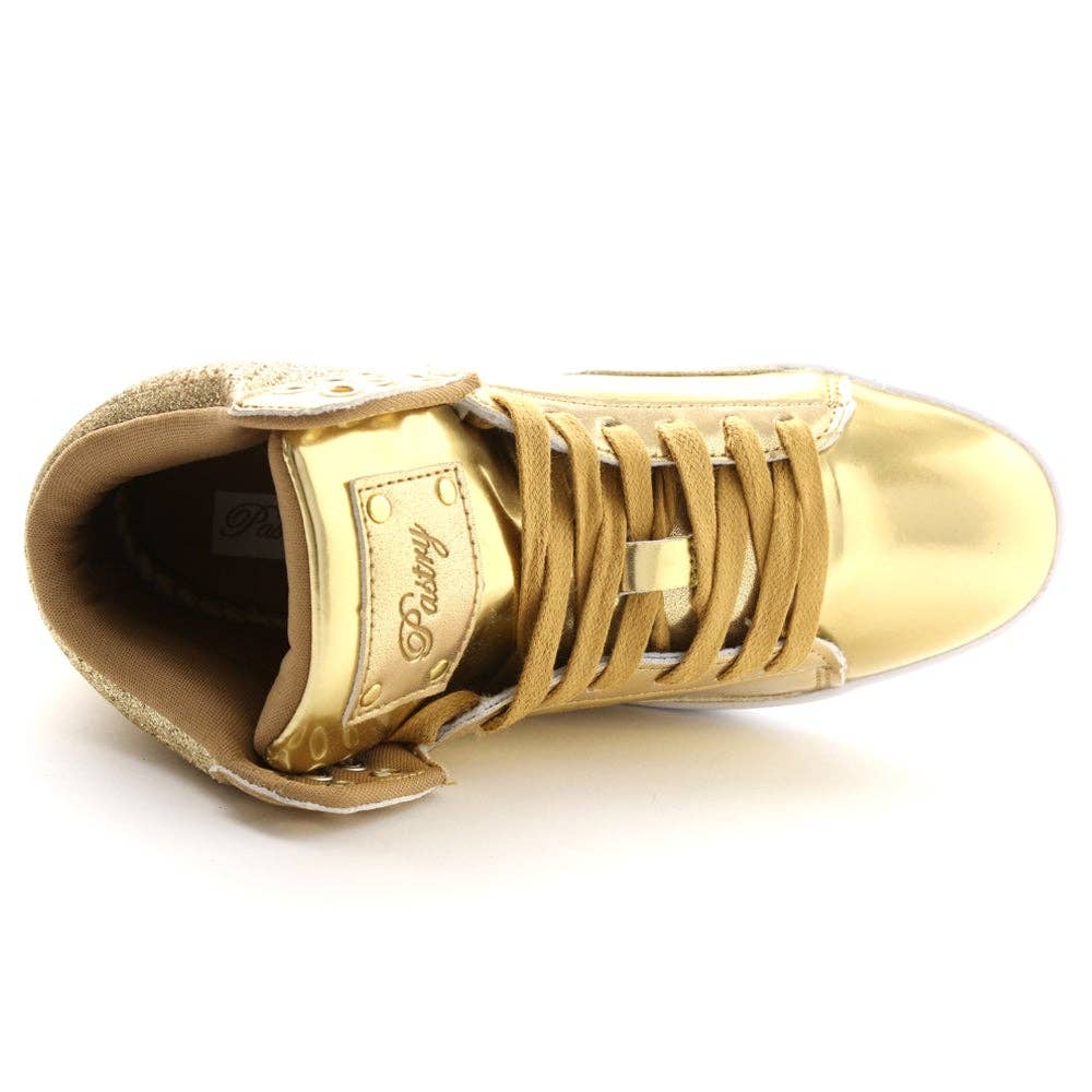 Women's Pastry Pop Tart Glitter Sneaker for Adults in Gold