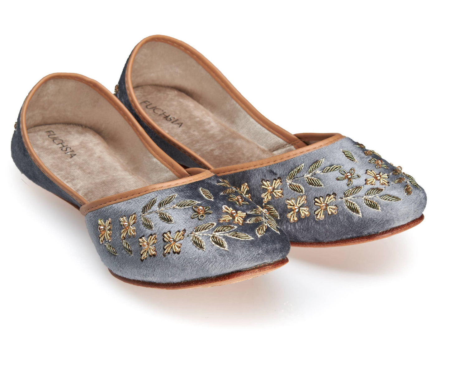 Hand-embroidered leather ballet flats