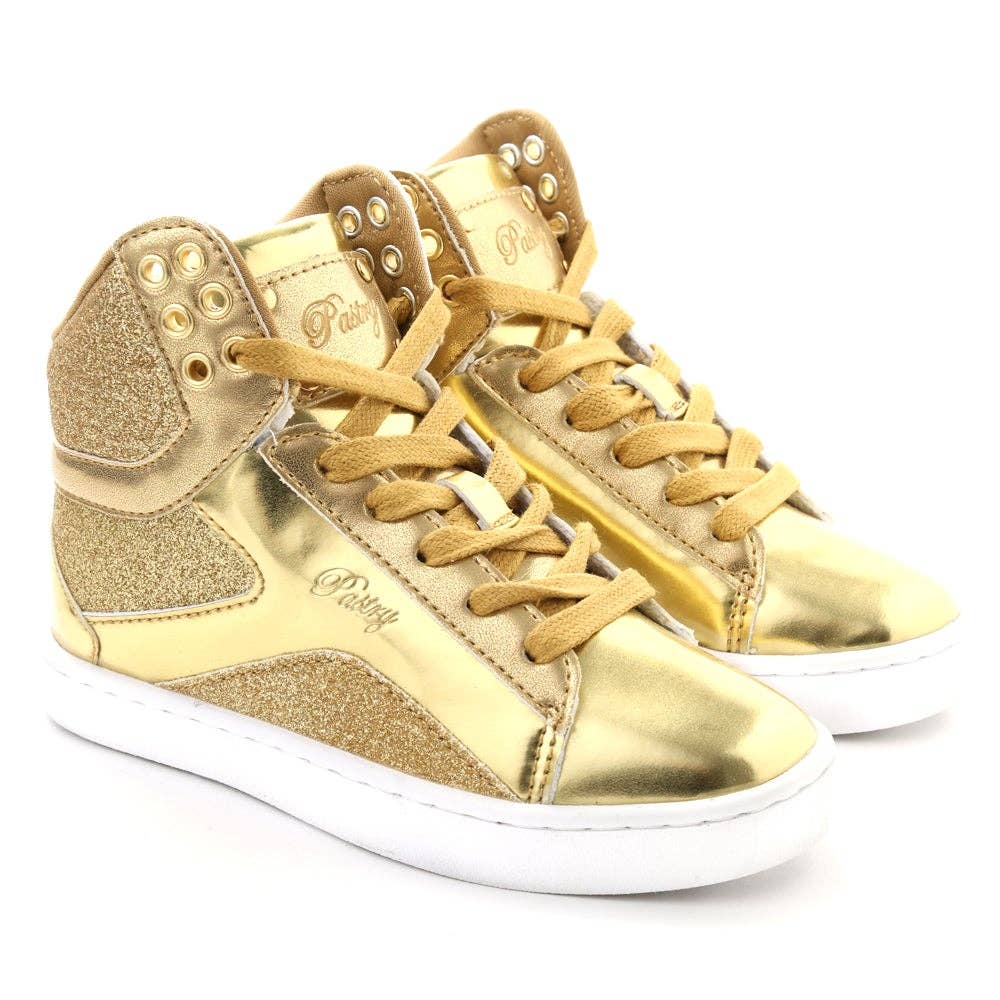 Women's Pastry Pop Tart Glitter Sneaker for Adults in Gold