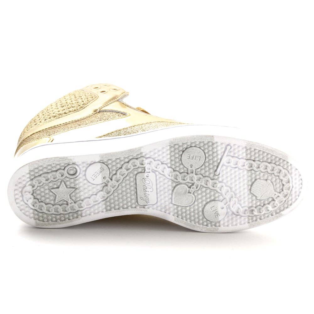 Women's Pastry Pop Tart Glitter Sneaker for Adults in Gold