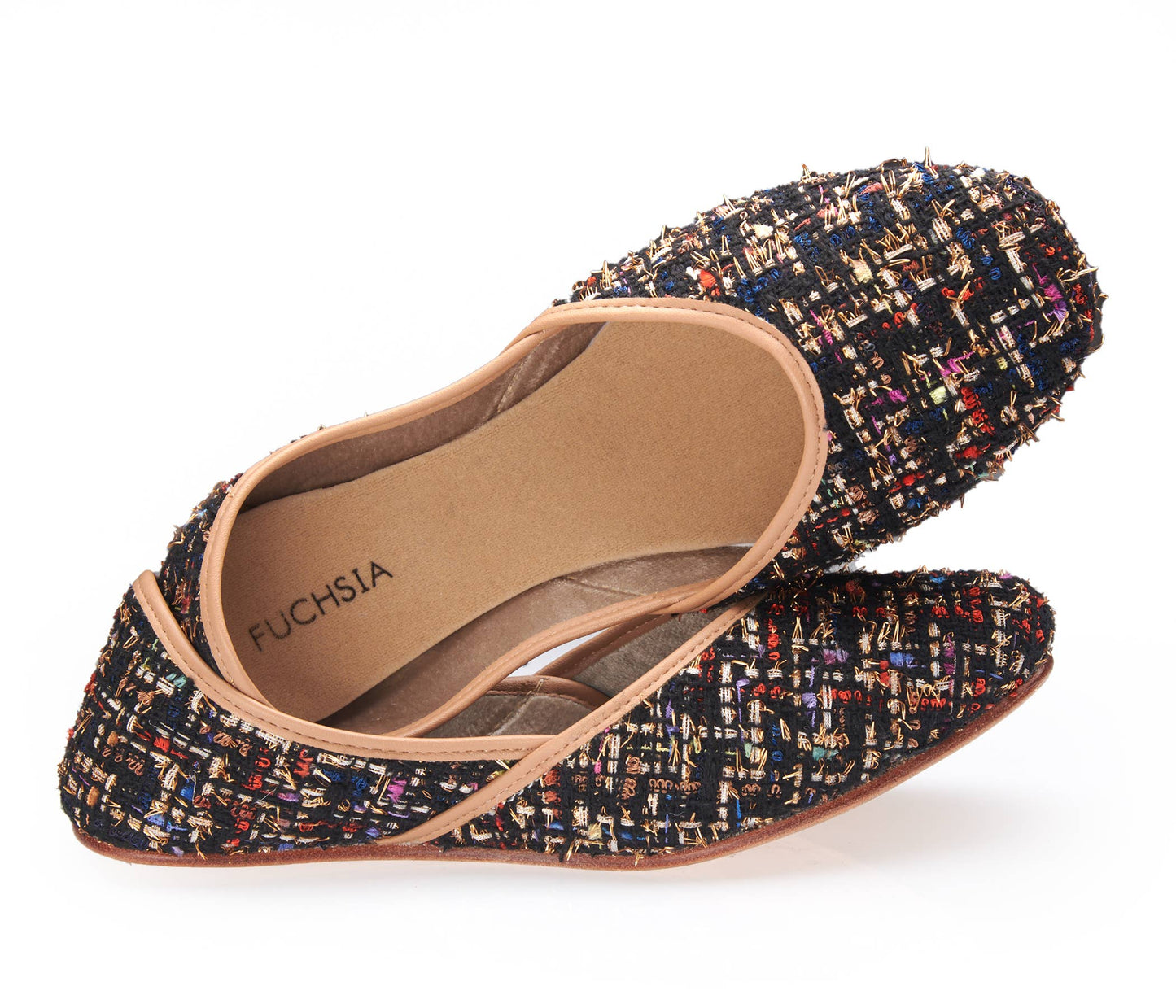 Ballerine in pelle  fatte a mano in tweed