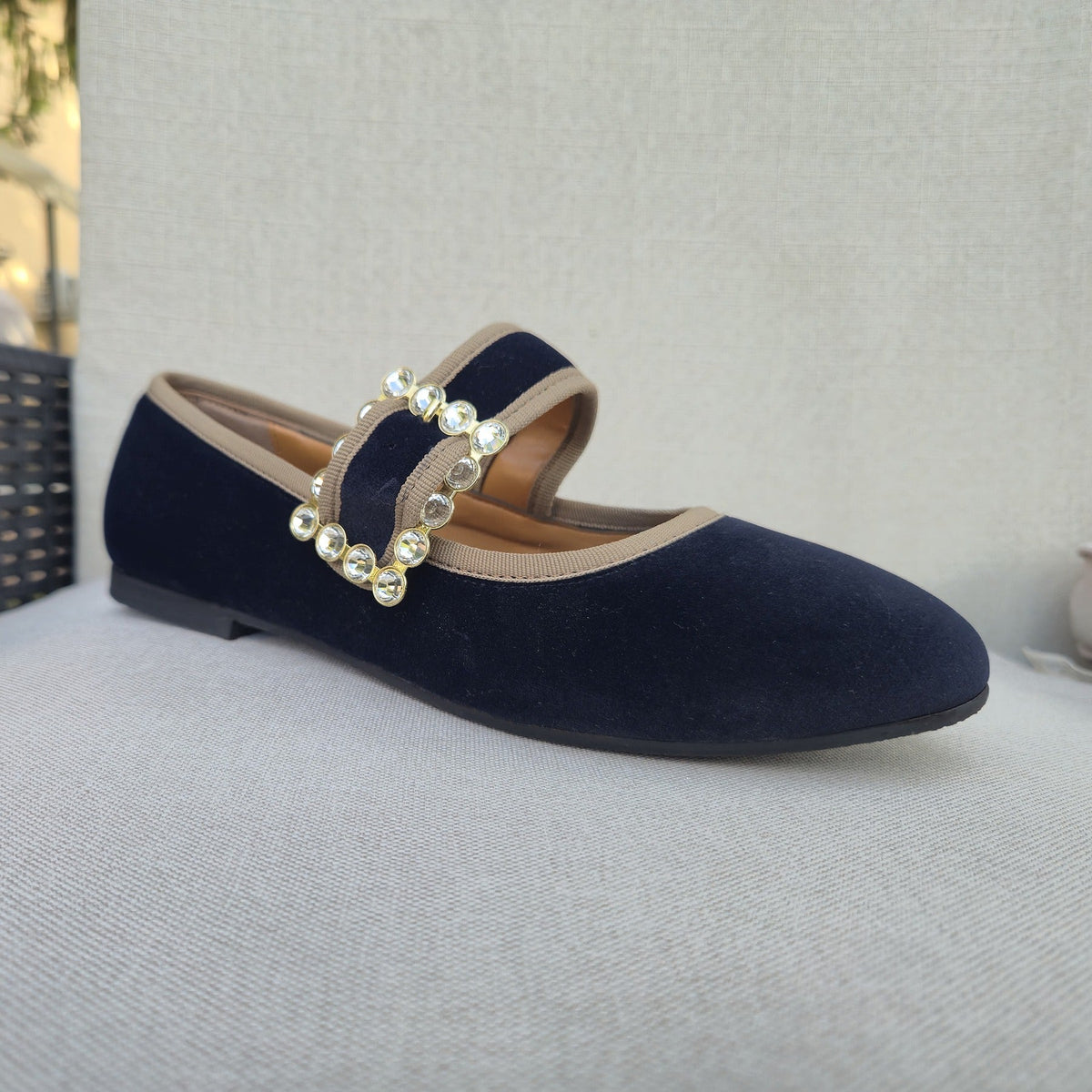Latika ballerina velluto blu, tre quarti