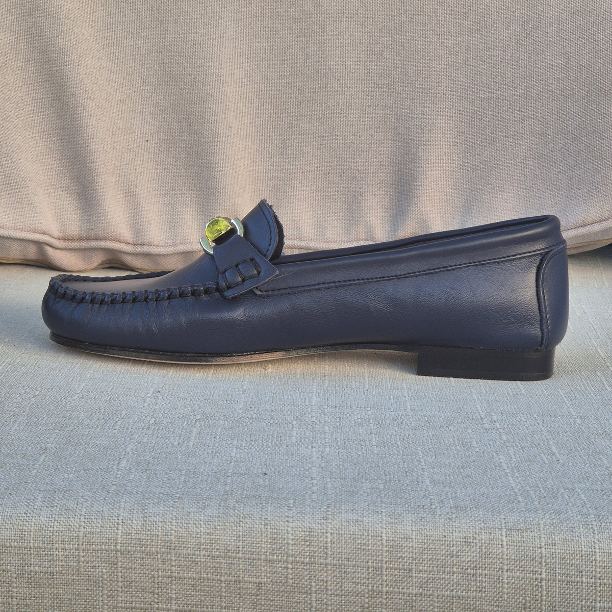 Pavani 2298 mocassino in vitello blu - profilo