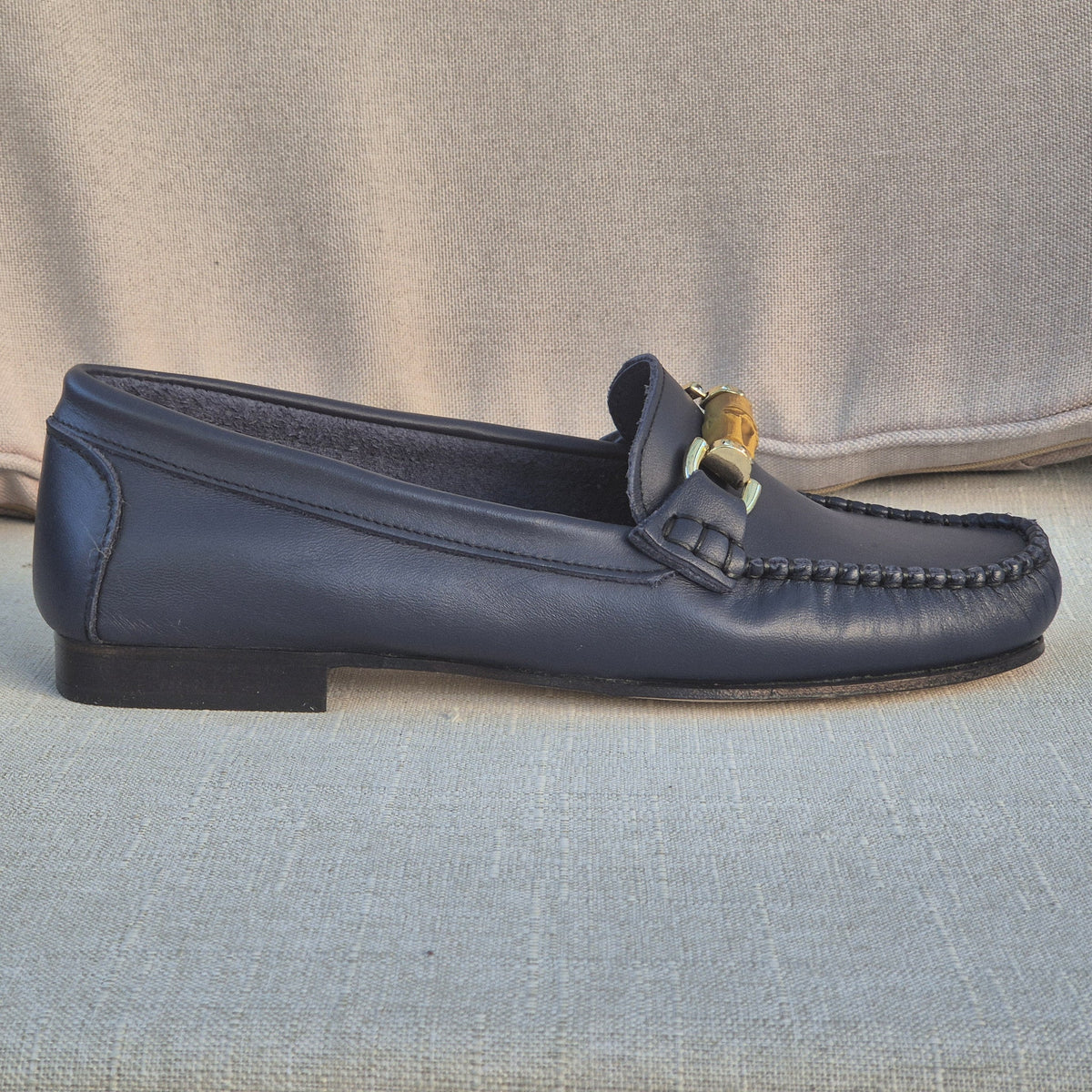 Pavani 2298 mocassino in vitello blu - tre quarti