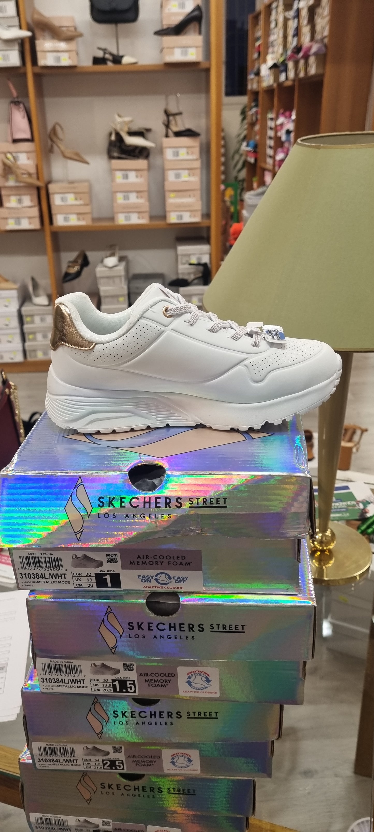 Skechers metallic white