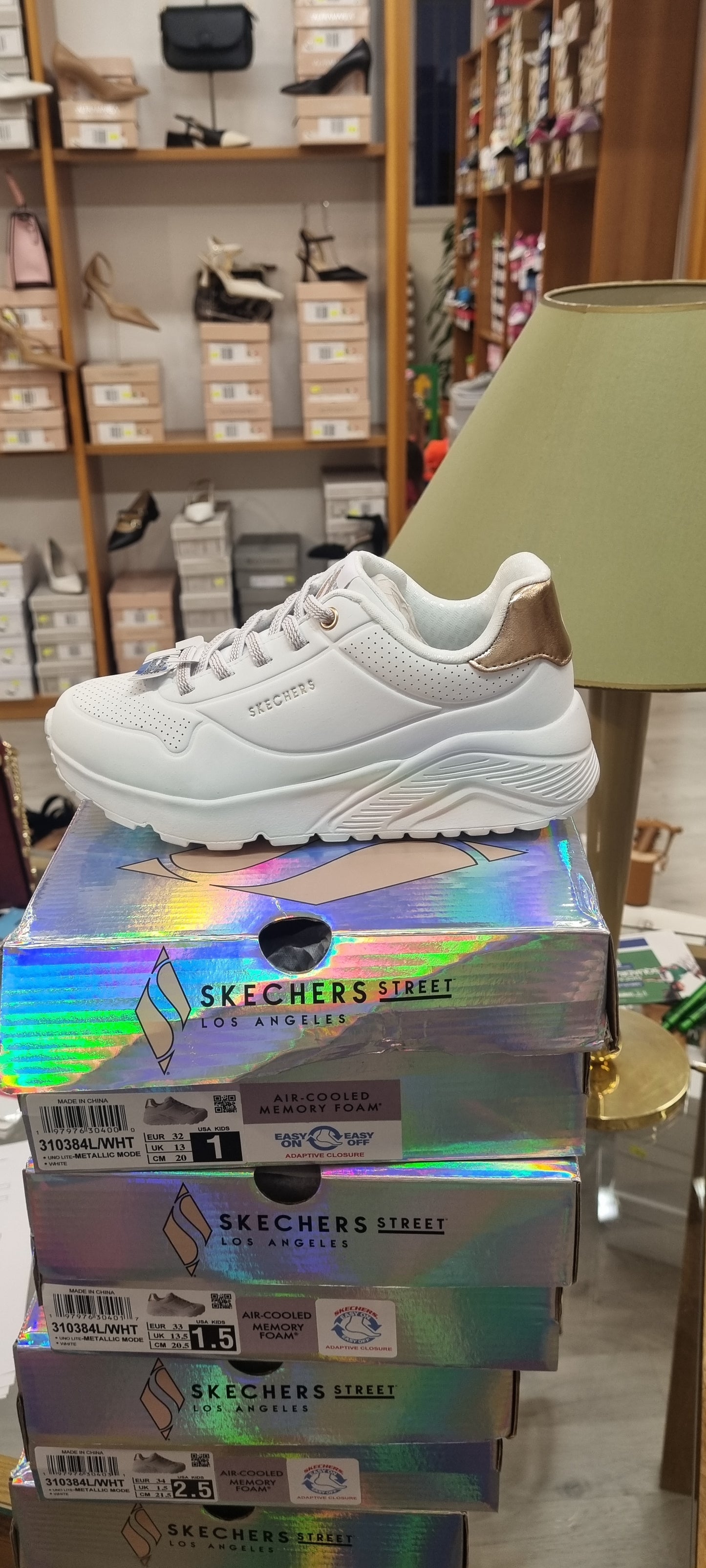 Skechers metallic white