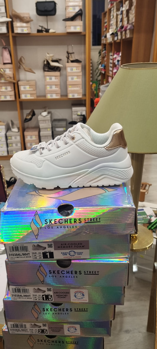  Skechers metallic white