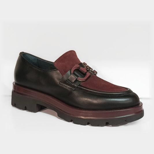 Mocassino Vernissage nero e bordeaux con morsetto