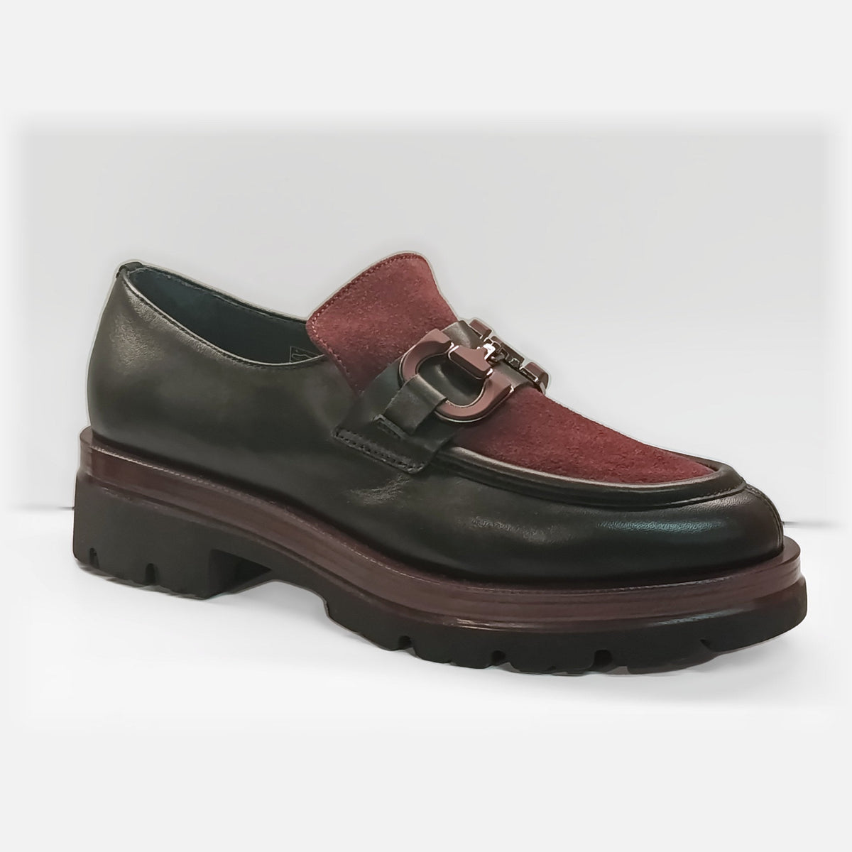 Mocassino Vernissage nero e bordeaux con morsetto
