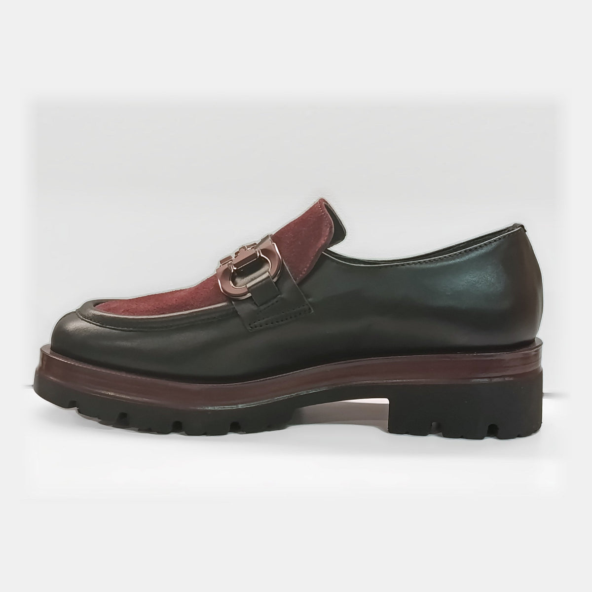 Mocassino Vernissage nero e bordeaux con morsetto